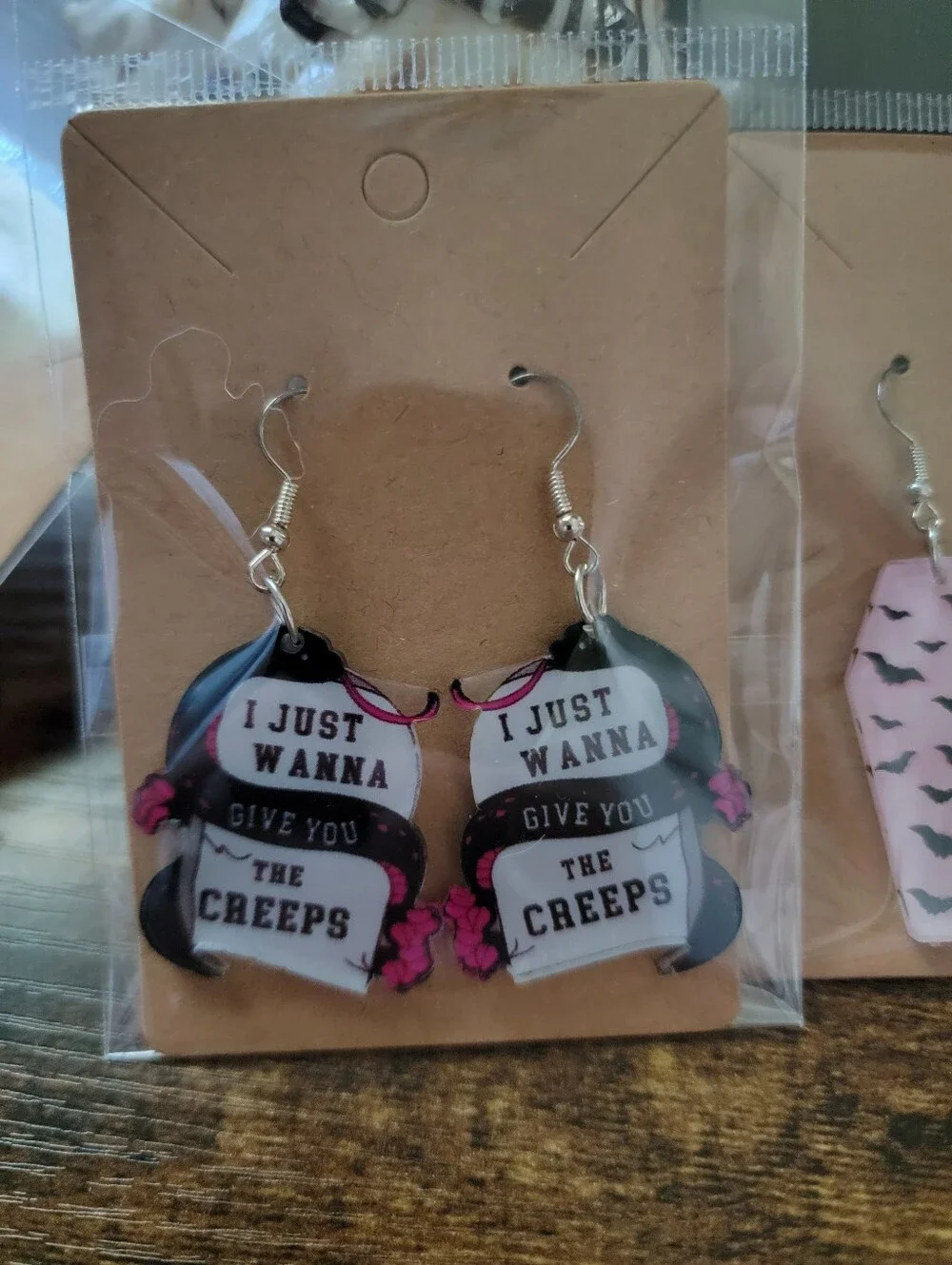 3pcs Pink Coffin Earrings Set - Cute Halloween Accessories